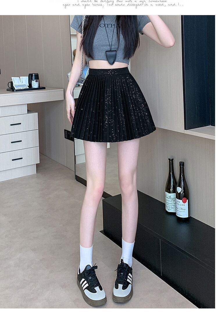 【bottoms】スパンコールプリーツスカート　M29562