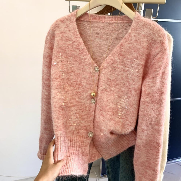【outer】スパンコールニットカーデ　M29266