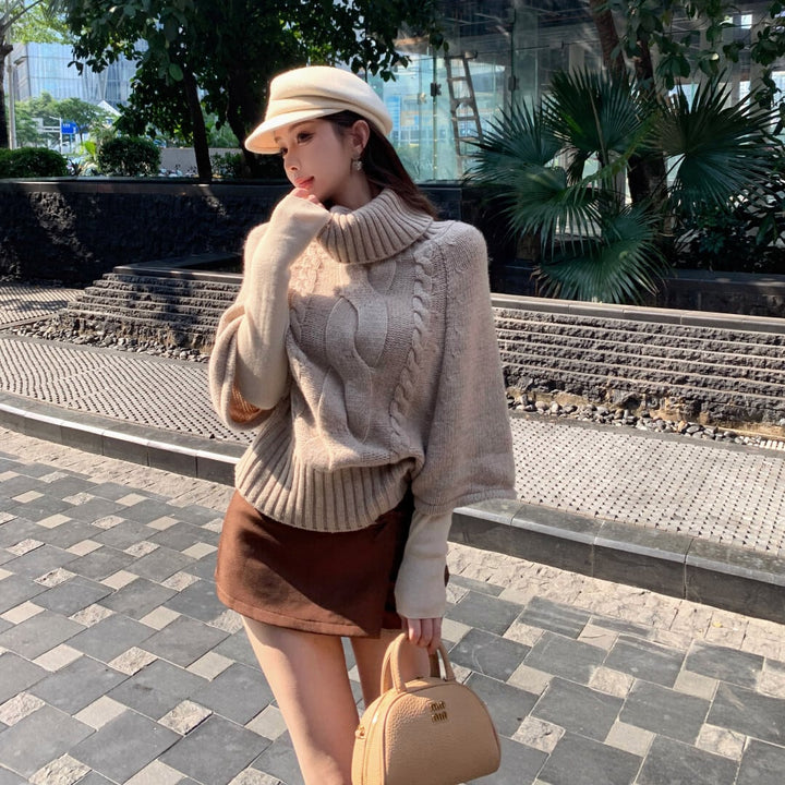 【tops】ハイネックドルマンスリーブニットトップス　N3336