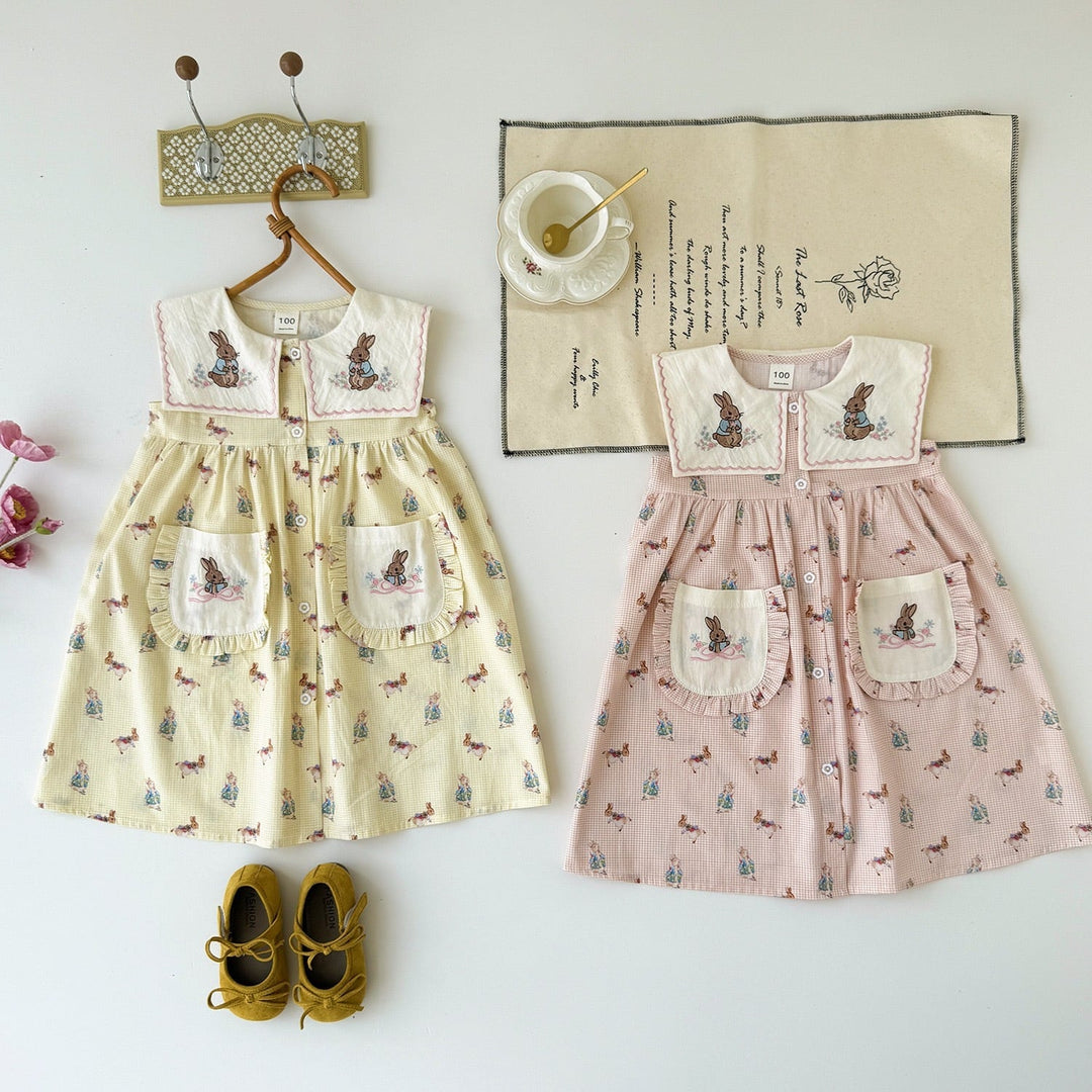 【kids】バニー刺繍ワンピース K0550