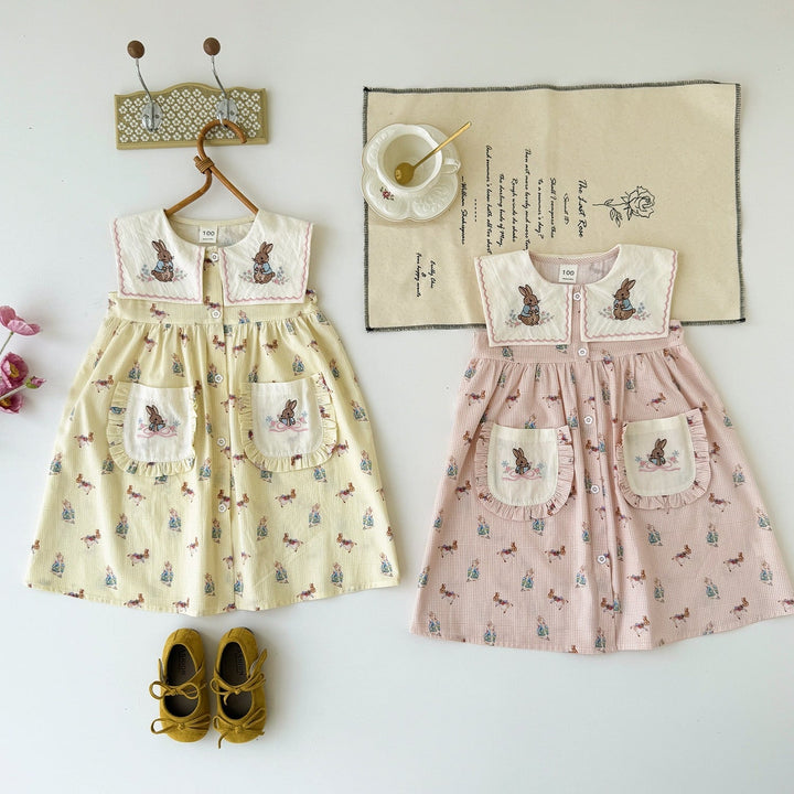 【kids】バニー刺繍ワンピース K0550