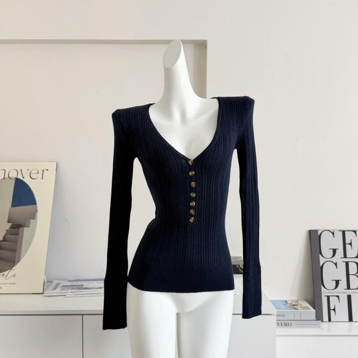 【tops】Vネックニットトップス Q7820