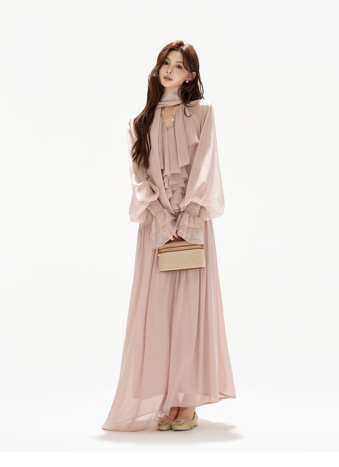 【dress】ボウタイロングワンピース　N3492