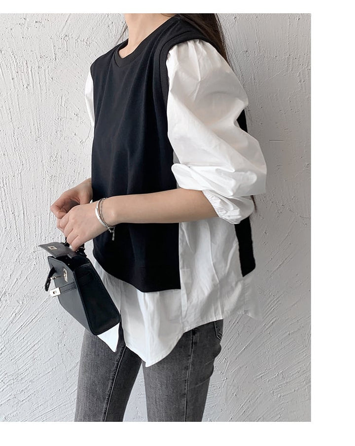 【tops】切り替えクルーネックプルオーバー　M17870