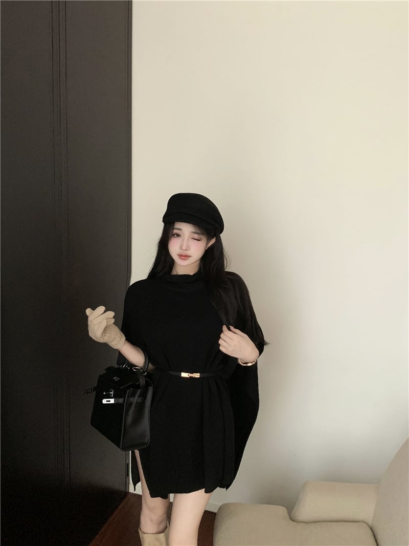 【tops】ケープニットトップスベルト付き　M26825