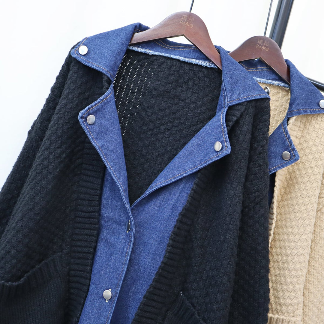 【outer】デニムドッキングニットカーデ　M18073