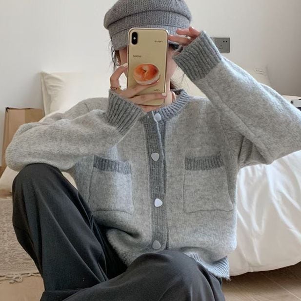 【outer】クルーネックニットカーデ　M17985