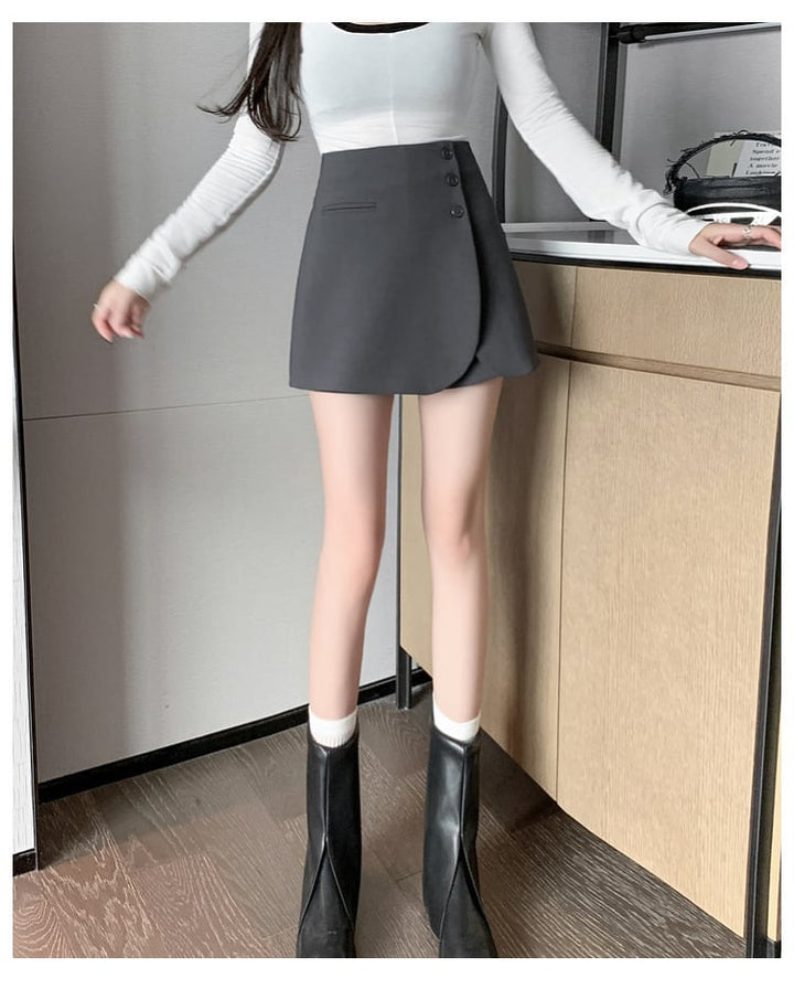 【bottoms】ハイウエストキュロットパンツ　M29034