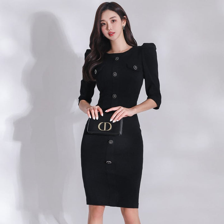 【dress】ボタンデザインデートワンピース　M26523