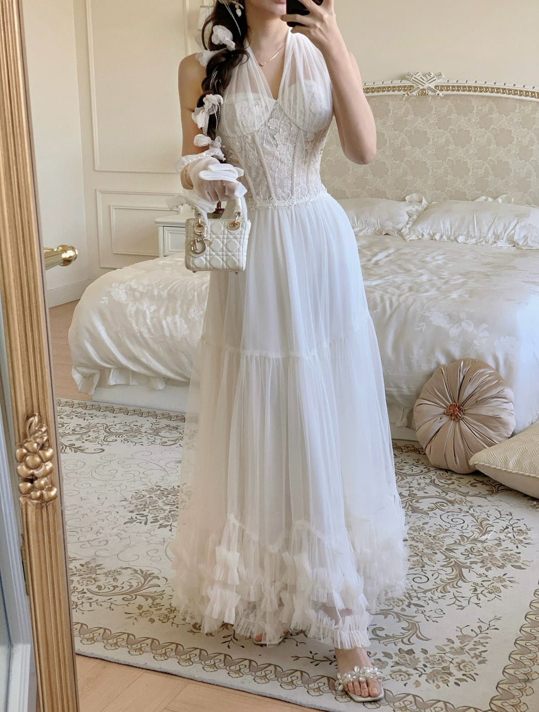 【dress】ホルターネックチュールワンピース　N3530
