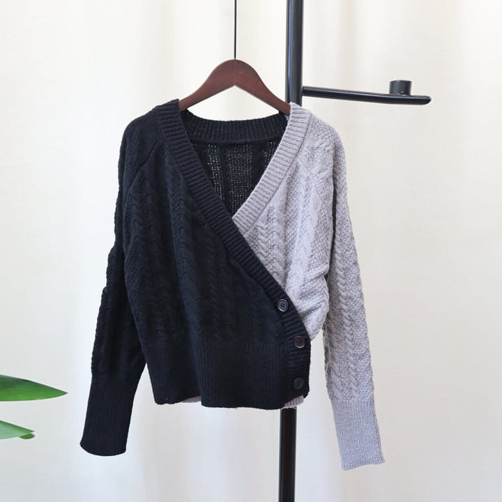 【outer】ドッキングVネックニットセーター　M18063