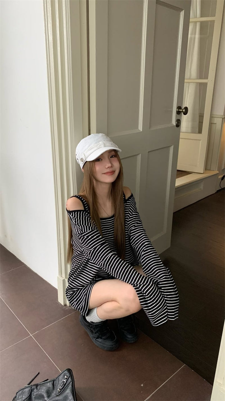 【tops】ボーダー柄長袖Tシャツ　M26180