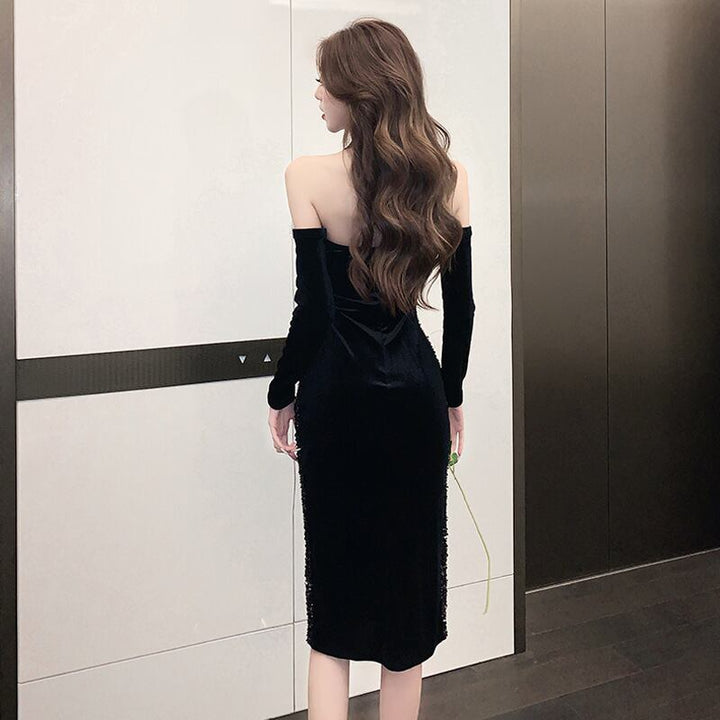 【dress】ファーワンピースアームカバー付き　M18928