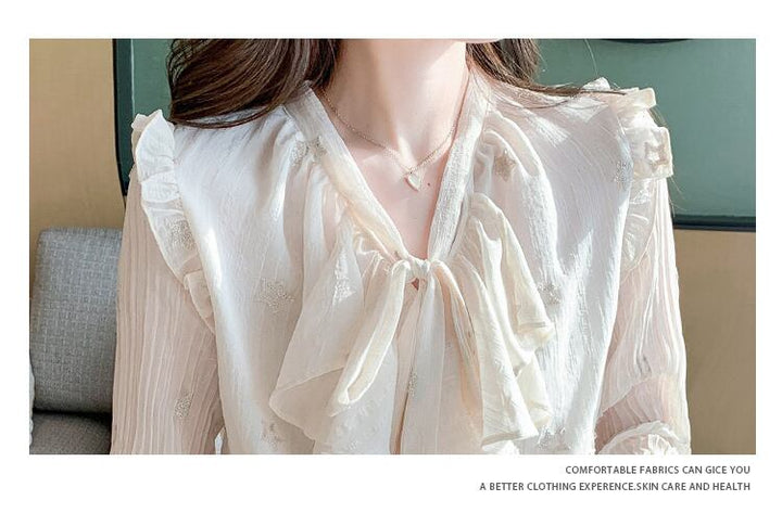 【tops】リボン付きシャツトップス　M28617