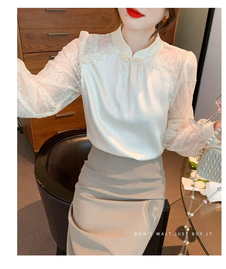 【tops】今季マストバイエレガントレースシャツトップス　M16981