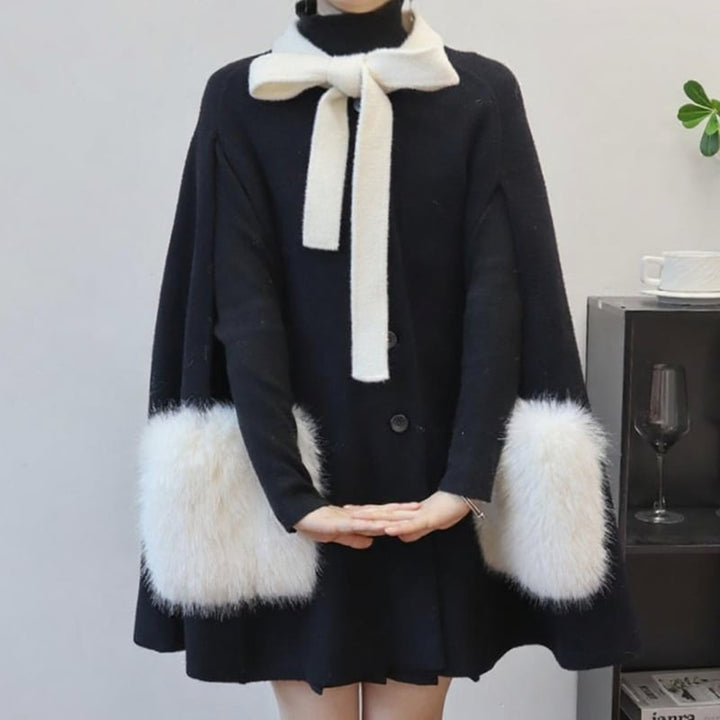 【outer】ポケットファーケープコート Q6699