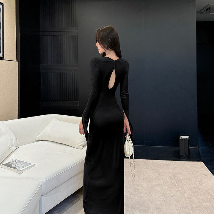 【dress】バックオープンニットワンピース Q6909