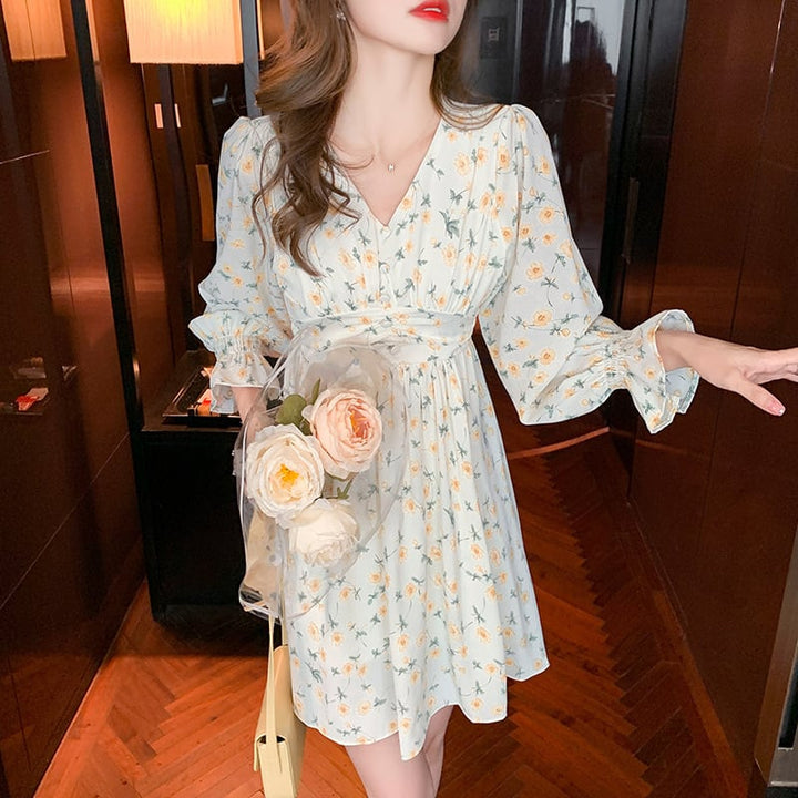【dress】存在感 スウィートオシャレ花柄ワンピース　M17070