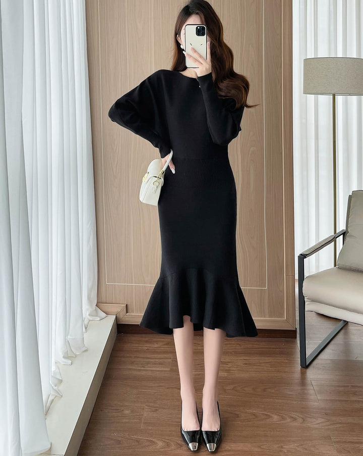 【dress】ニットマーメイドワンピース Q7293