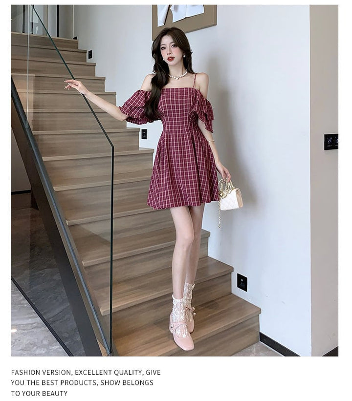 【dress】チェック柄ワンピース　M22606