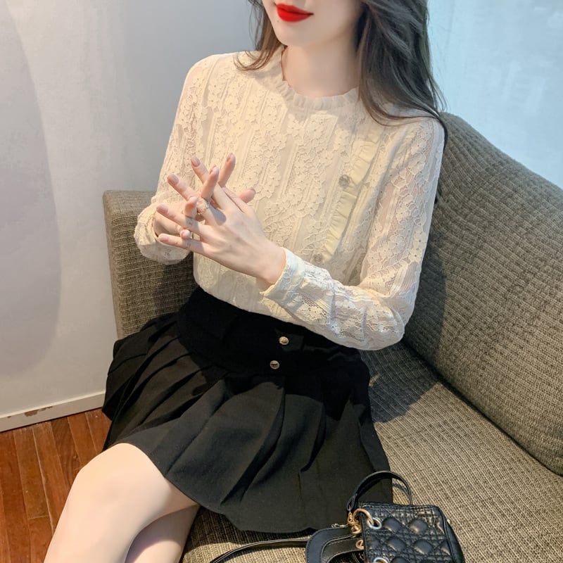 【tops】柔らかくて優しい印象レースシャツトップス　M17342