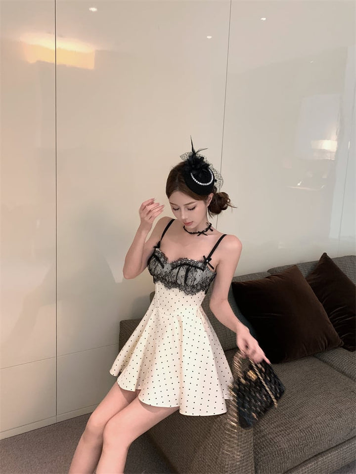 【dress】レース切り替えキャミワンピース　M30075