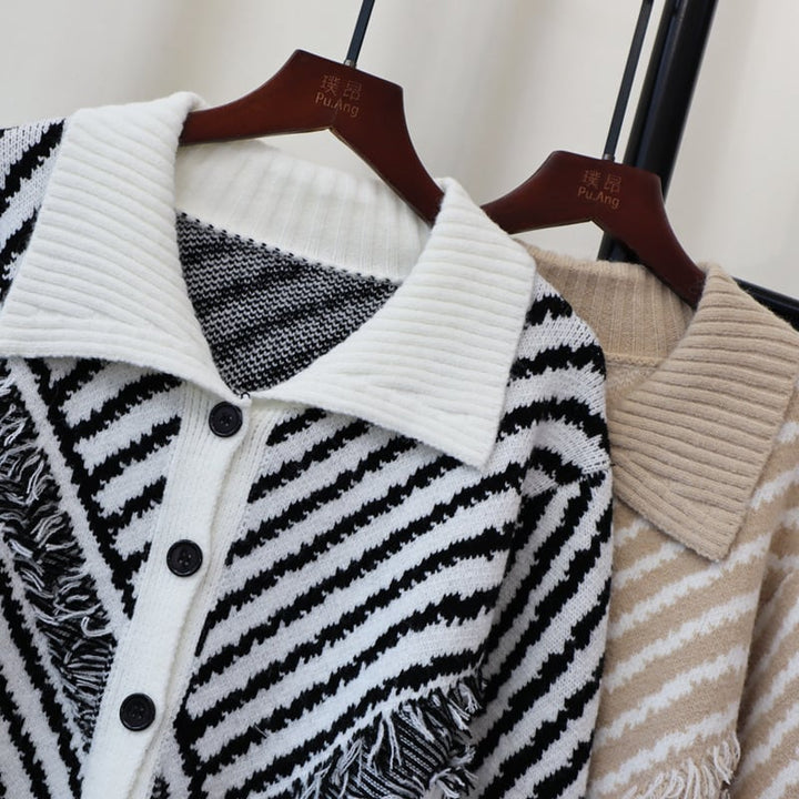 【outer】POLOネックニットカーデ　M26118