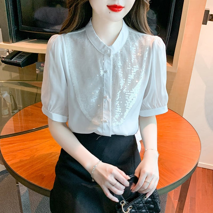 【tops】存在感 スウィートオシャレシャツトップス　M16788