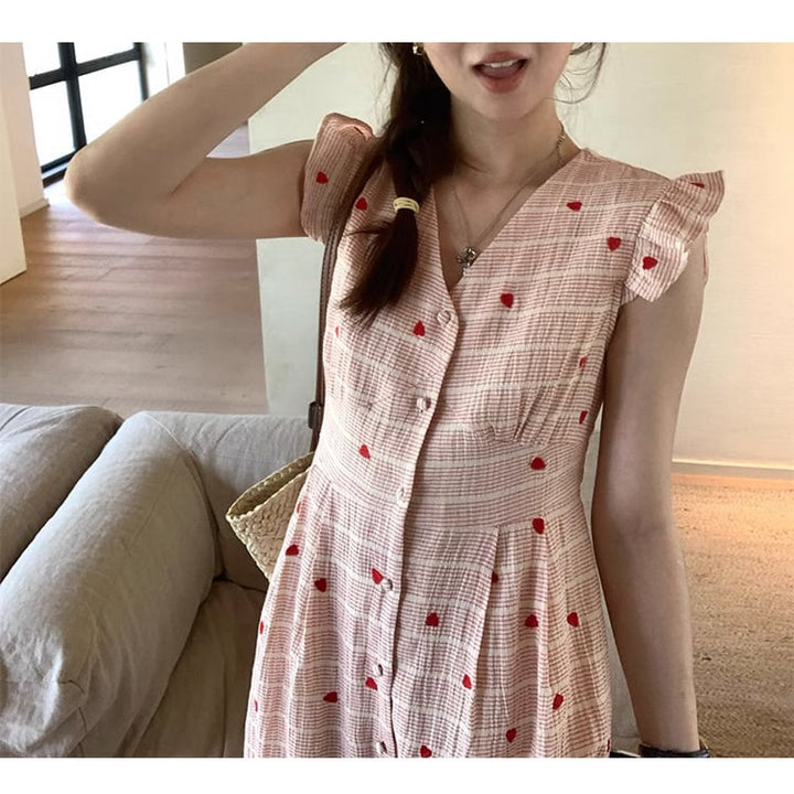 【dress】存在感 スウィートVネックデートワンピース　M16925