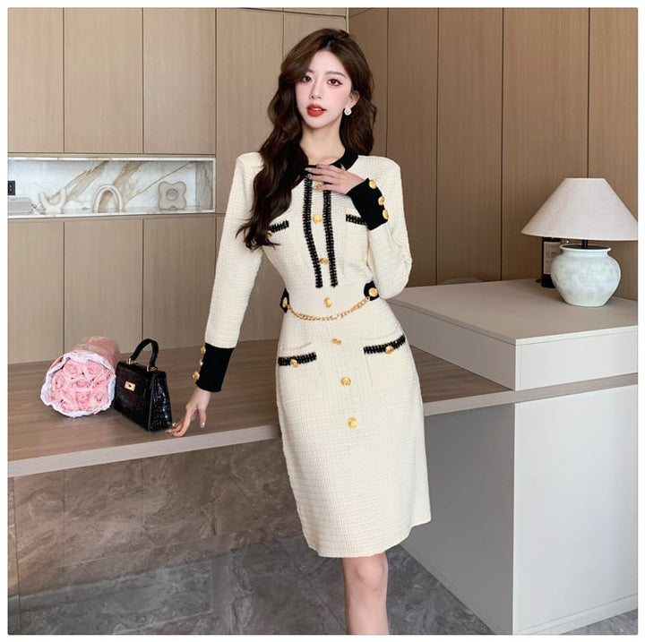 【dress】アウトポケットニットワンピース　M17902