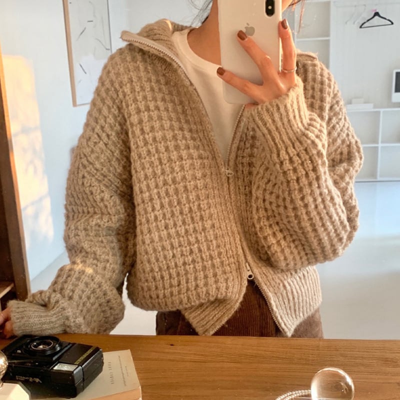 【outer】ファスナーニットカーデ　M26670