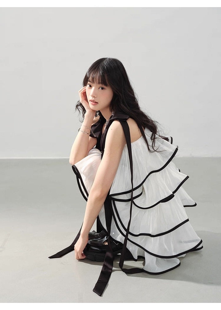 【dress】ショルダーリボンボリュームエアリーワンピース N3554