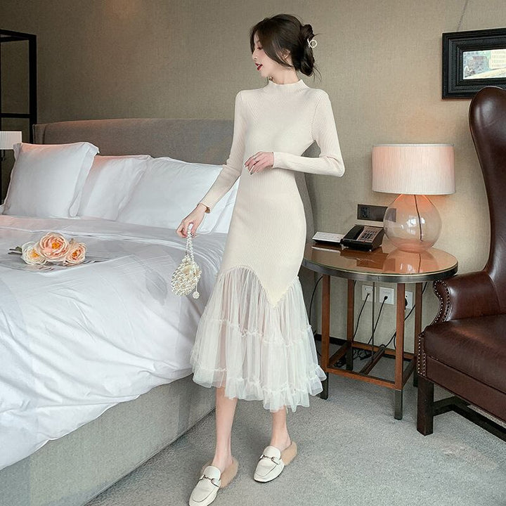 【dress】マーメイド切り替えニットワンピース　M17673