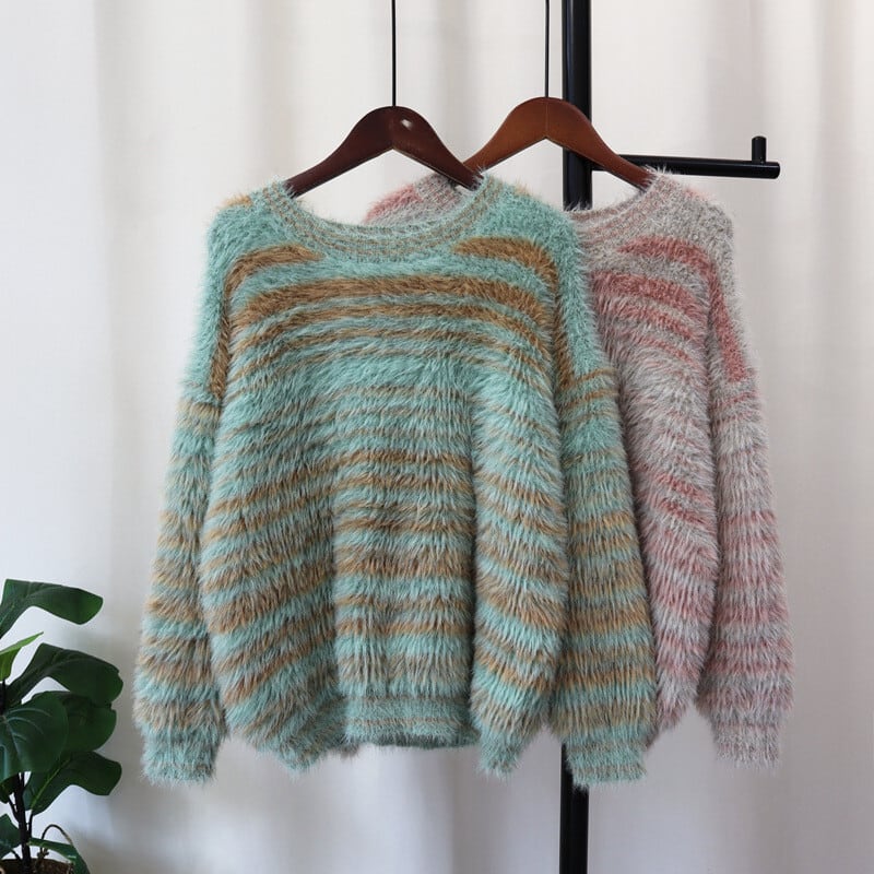 【tops】ボーダー柄ニットセーター　M26865