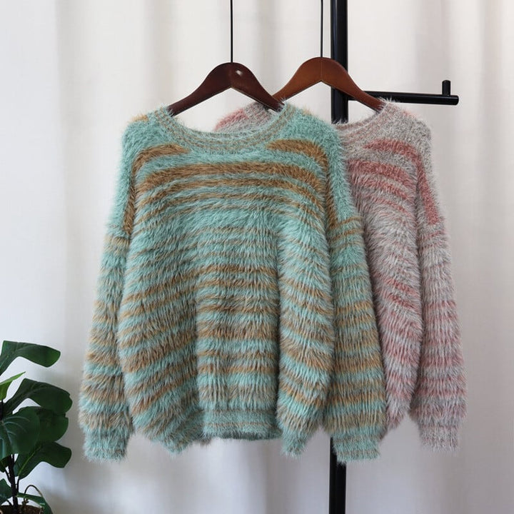 【tops】ボーダー柄ニットセーター　M26865