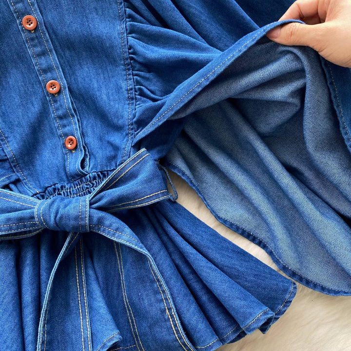 【tops】ランタンスリーブデニムシャツ　M29723