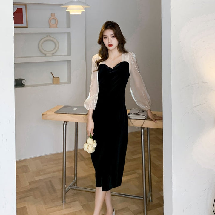 【dress】知的で品の良い♡エレガント切り替えワンピース　M17261