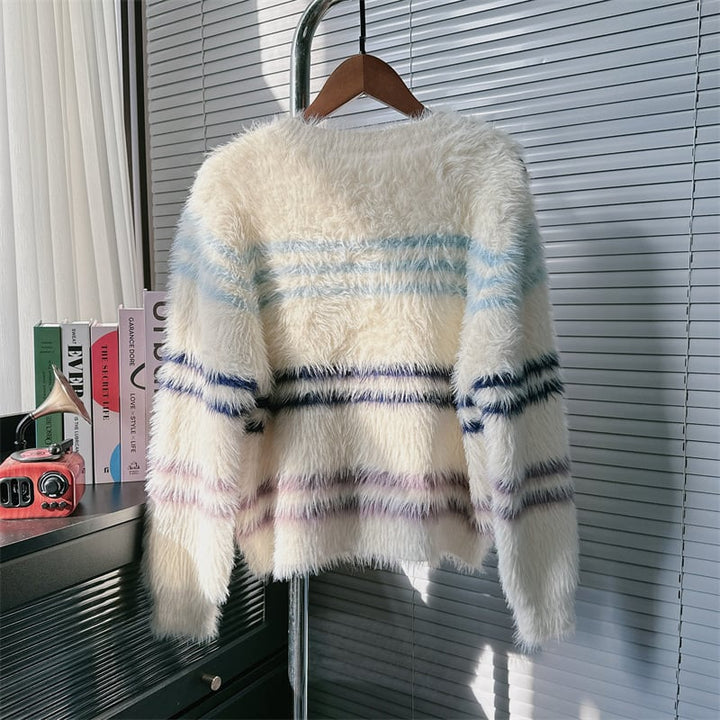 【outer】ボーダー柄ニットカーデ　M25651