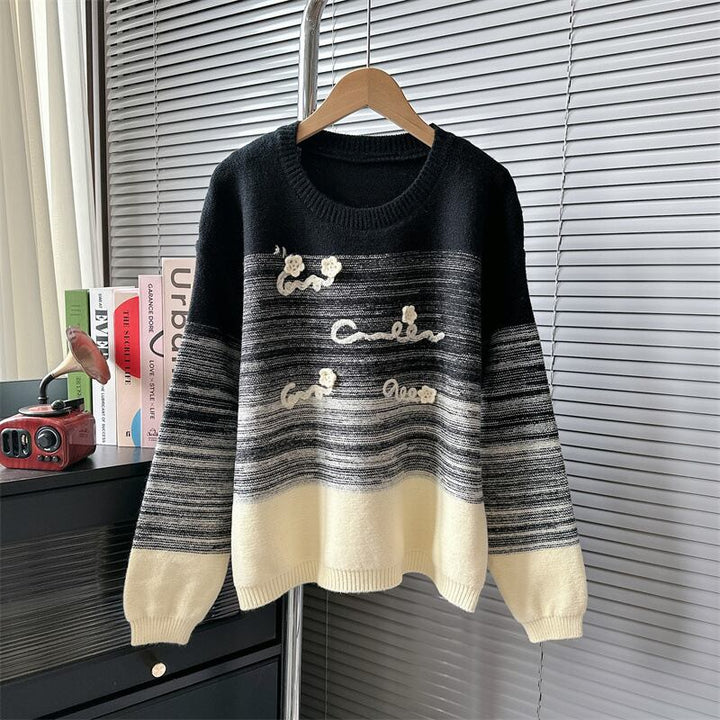 【tops】ボーダー柄ニットセーター　M18678