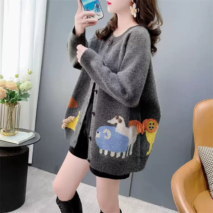 【outer】ジャカードニットカーデ　M27045