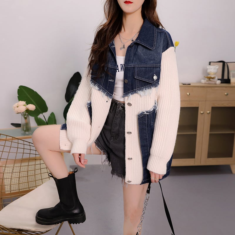 【outer】ドッキングニットカーデ　M19335
