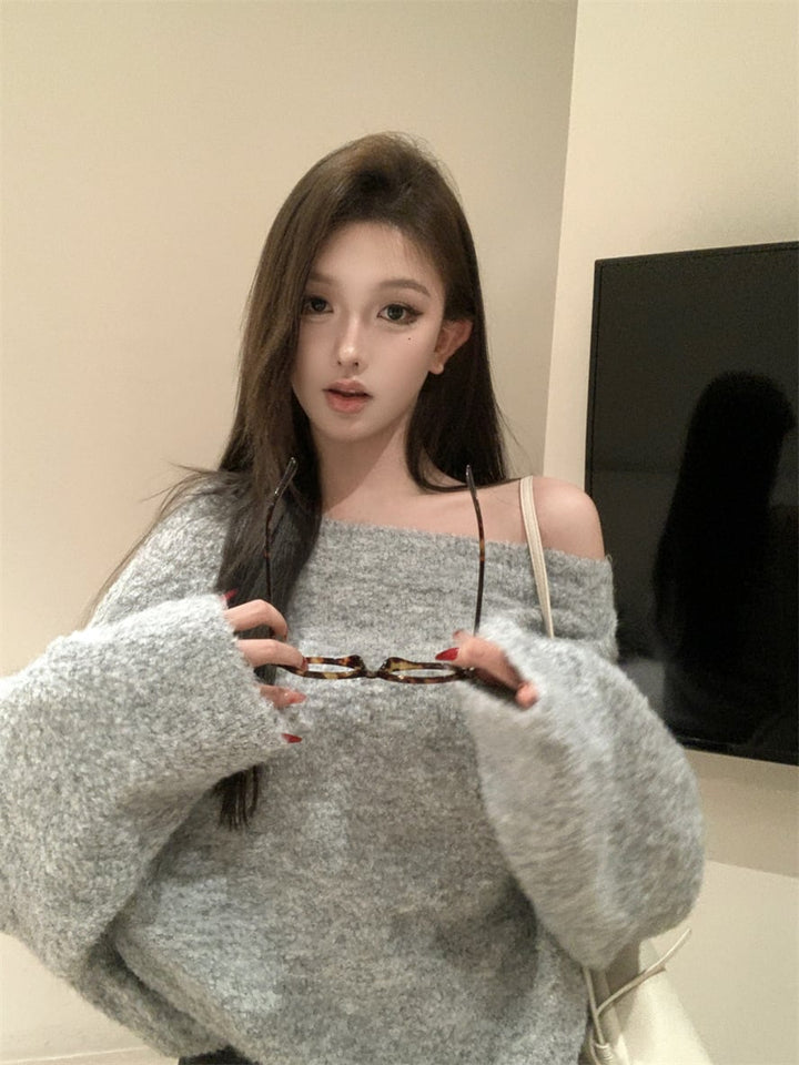 【tops】オフショルダーニットセーター　M28417