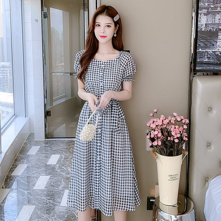 【dress】目立つ！カジュアルチェック柄ワンピース大活躍　M17021