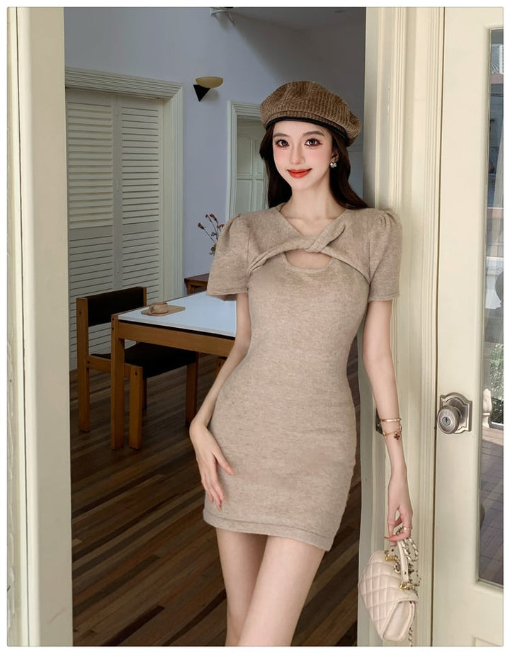 【dress】ニットワンピースアームカバー付き　M26583