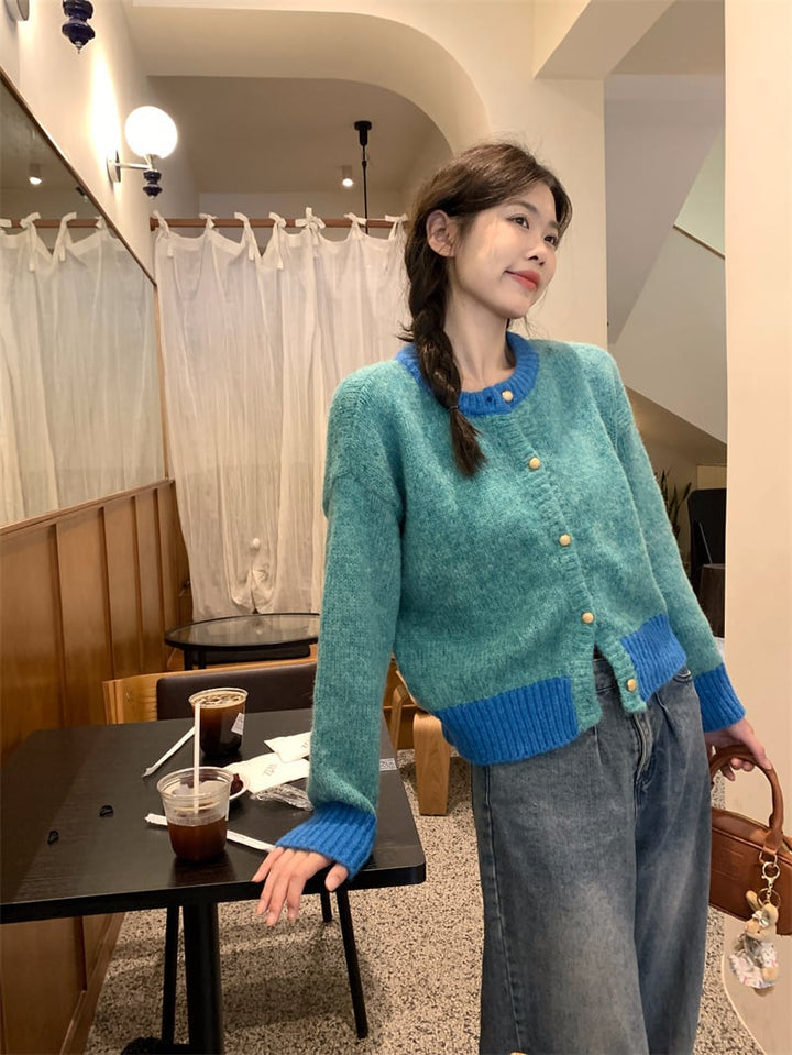 【outer】配色ニットカーデ　M26904