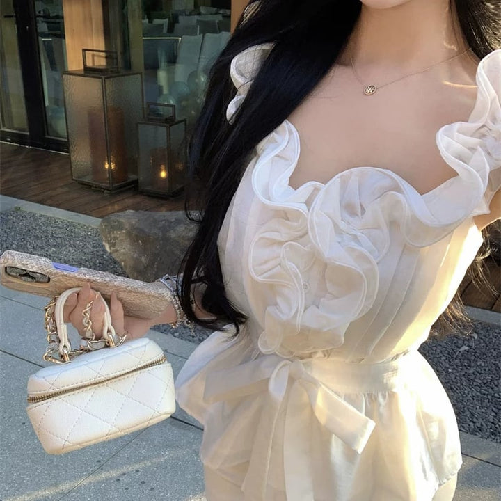 【tops】ノースリーブギャザーフリルトップス Q8517