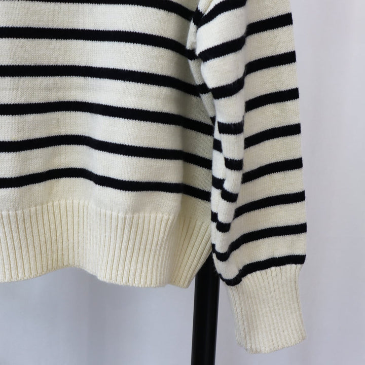 【tops】クルーネックボーダー柄ニットセーター　M17997