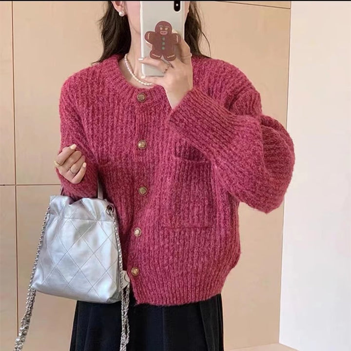 【outer】クルーネックニットカーデ　M18369