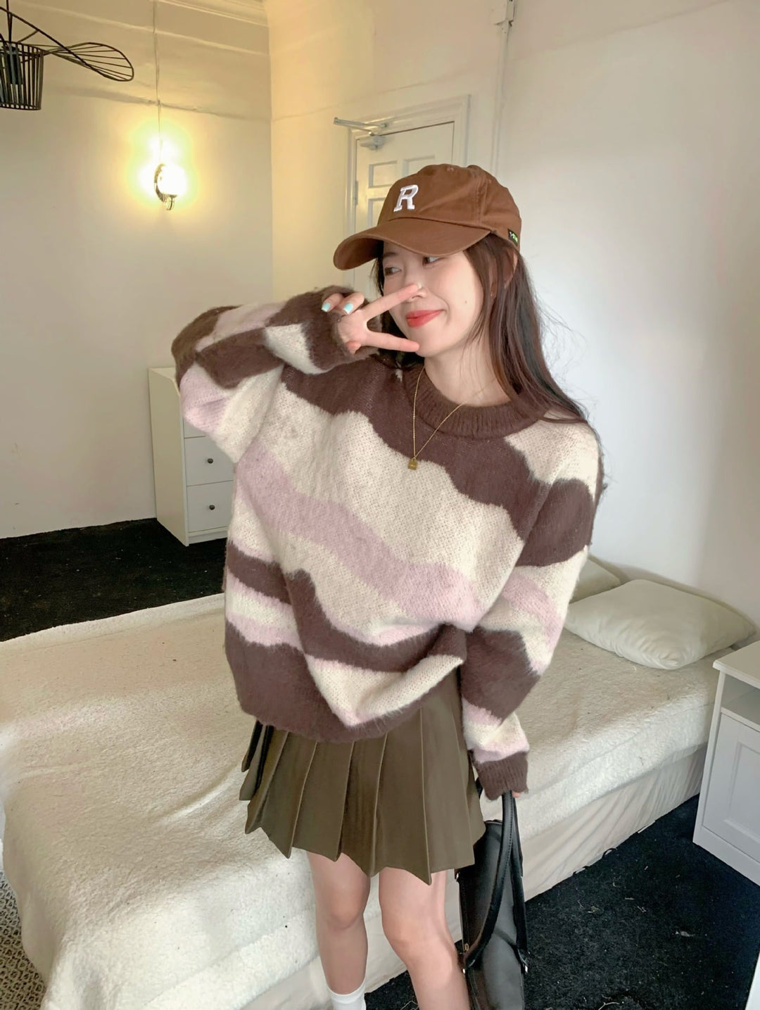 【tops】ボーダー柄ニットセーター　M26924