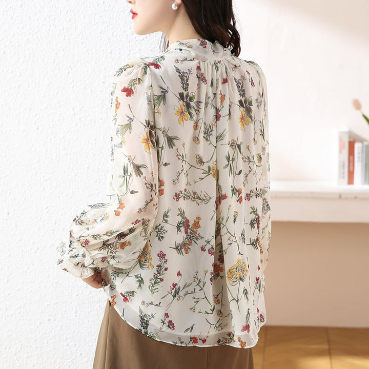 【tops】美感いっぱい✿ ✿エレガントプリントシャツトップス　M16867